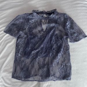 American Eagle Grey Lace Top